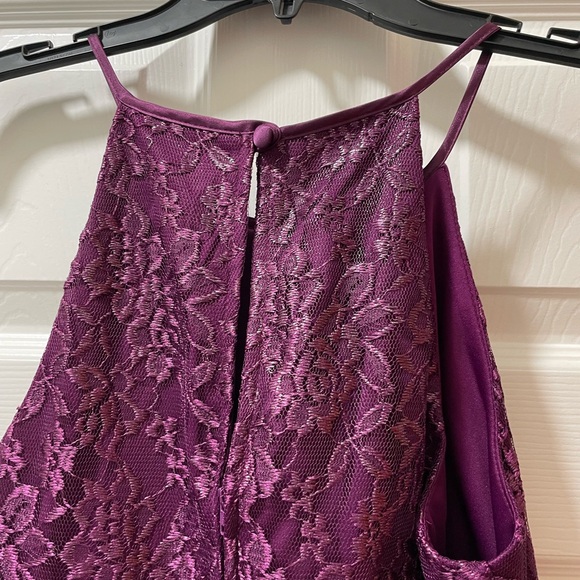 B Darlin Elegant Purple Lace Dress - Picture 3 of 5